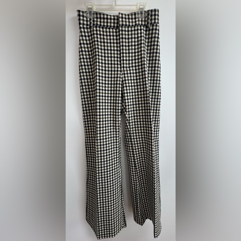 Flare Black and Green Checkered Pants